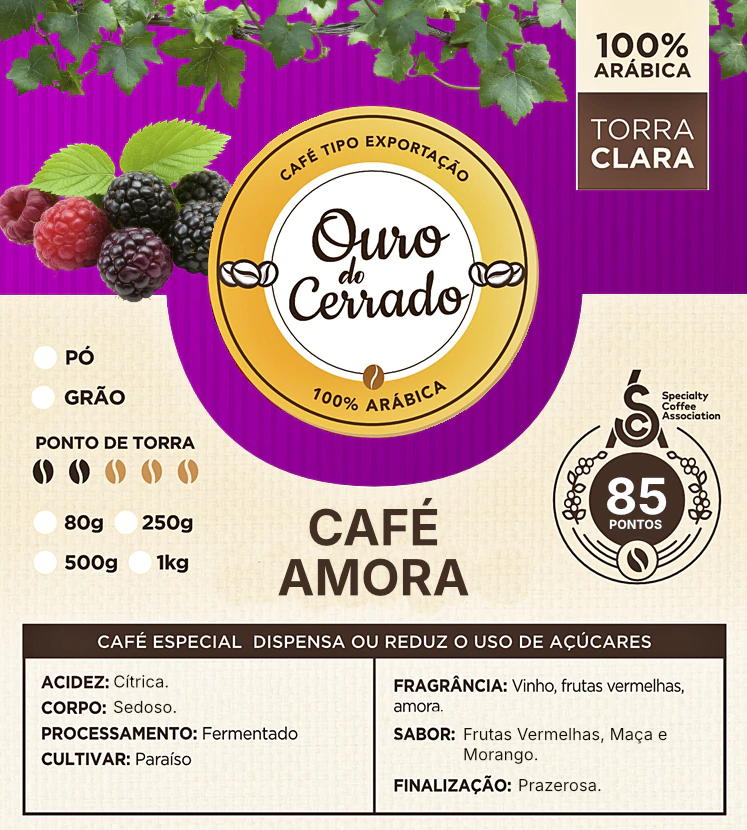 Café Especial Amora Torra Clara 85 pontos SCA
