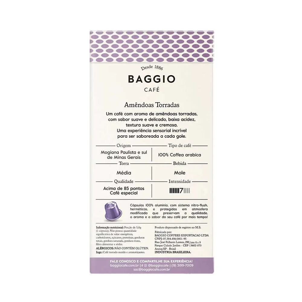 Café Baggio Aromas Amêndoas Torradas em cápsulas 10 unidades - Imagem 3
