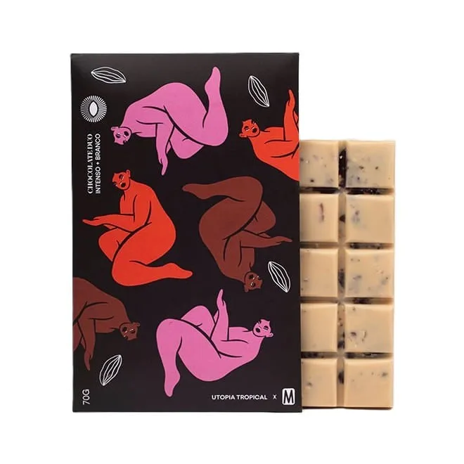 Barra de Chocolate Utopia Tropical Duo Intenso 70% + Branco Vegano 70 g