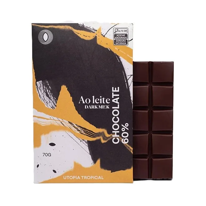 Barra de Chocolate Utopia Tropical Leite 60% Dark Milk 70 g - Imagem 1