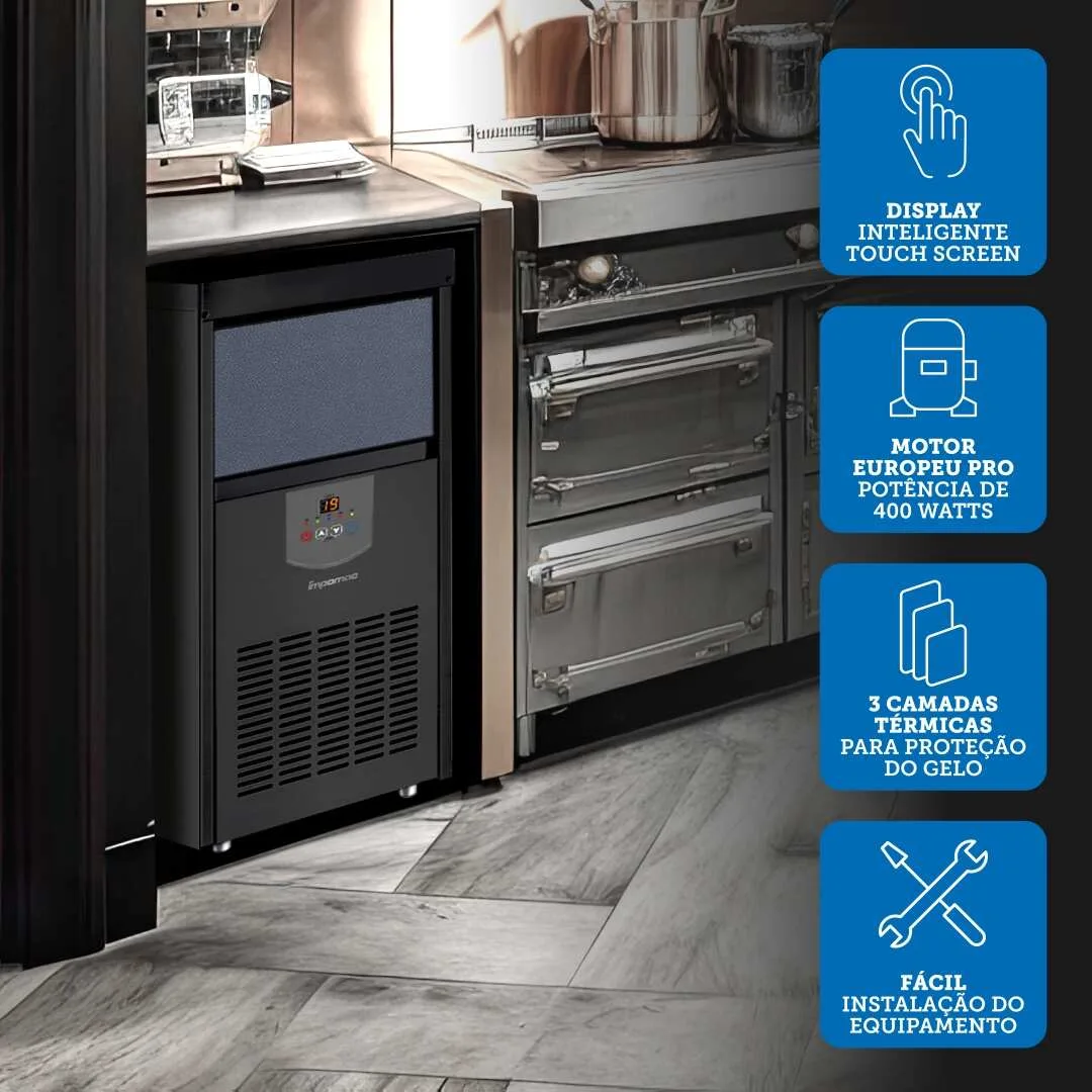 Máquina de Gelo Impomac TH50 Black Até 38 Kg/dia 220 V