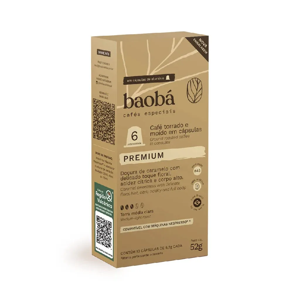 Café Baobá Premium em cápsulas 10 unidades