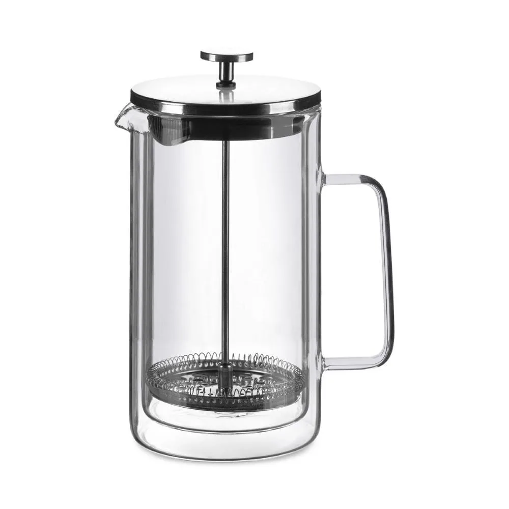 Cafeteira French Press em Vidro Parede Dupla Oxford Prateada 1L - Imagem 1