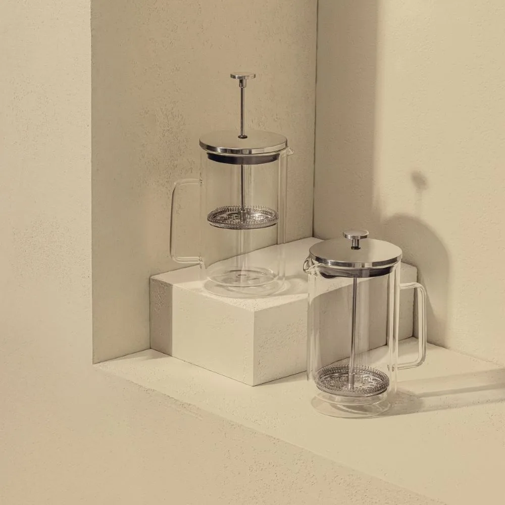 Cafeteira French Press em Vidro Parede Dupla Oxford Prateada 1L - Imagem 3