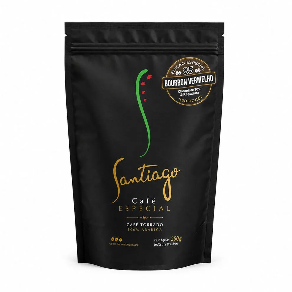 Café Santiago Chocolate 70% e Rapadura em grãos 250 g - Imagem 1