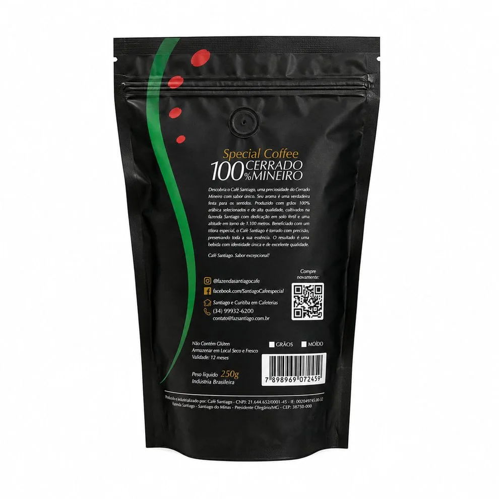Café Santiago Chocolate 70% e Rapadura em grãos 250 g - Imagem 3