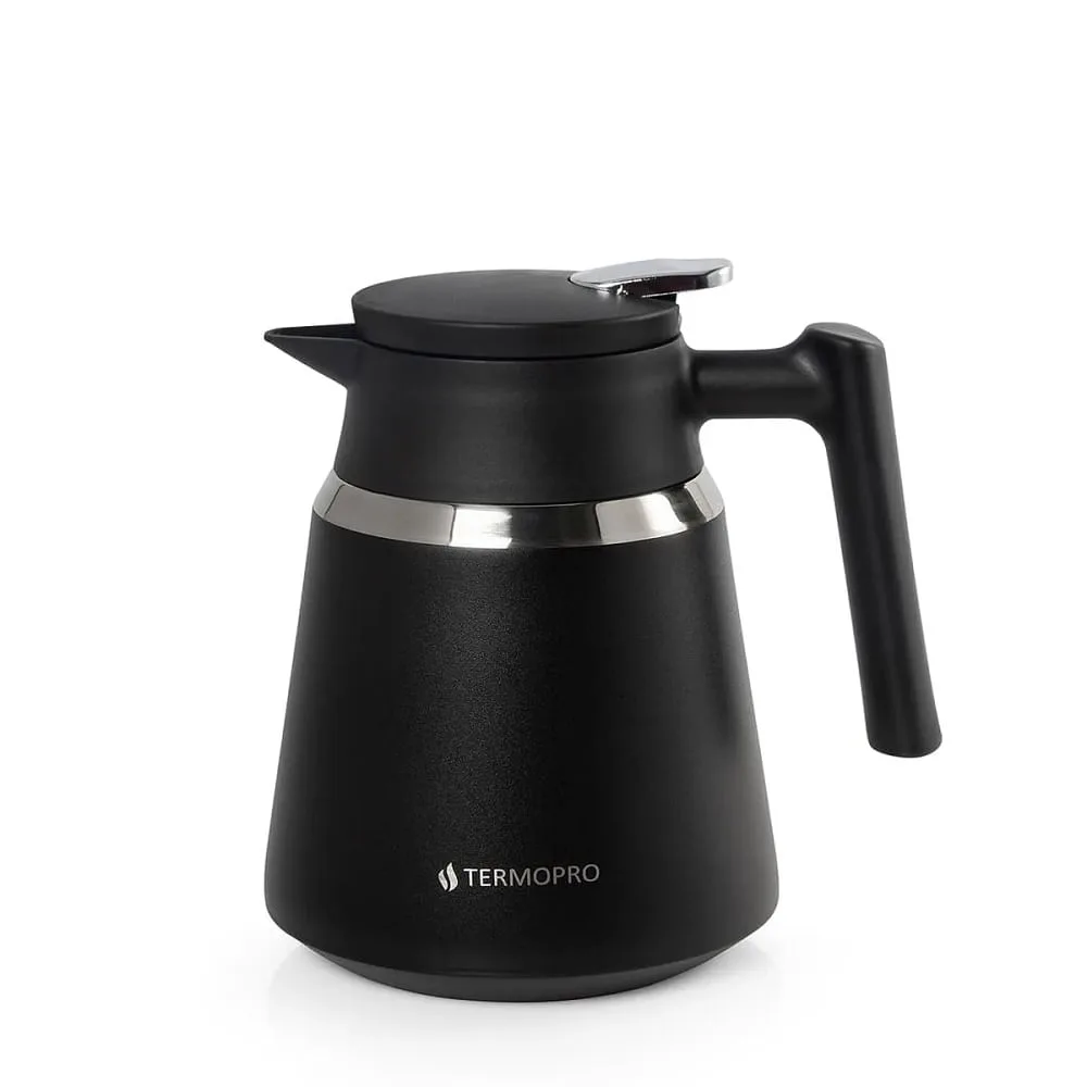 Garrafa Térmica Termopro Geisha Preta Aço Inox 1 L - Imagem 1
