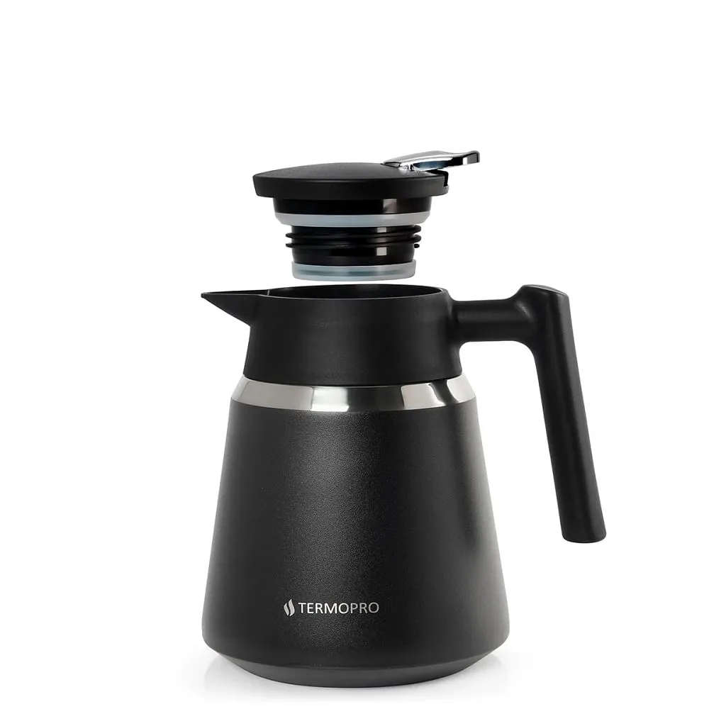 Garrafa Térmica Termopro Geisha Preta Aço Inox 1 L - Imagem 2