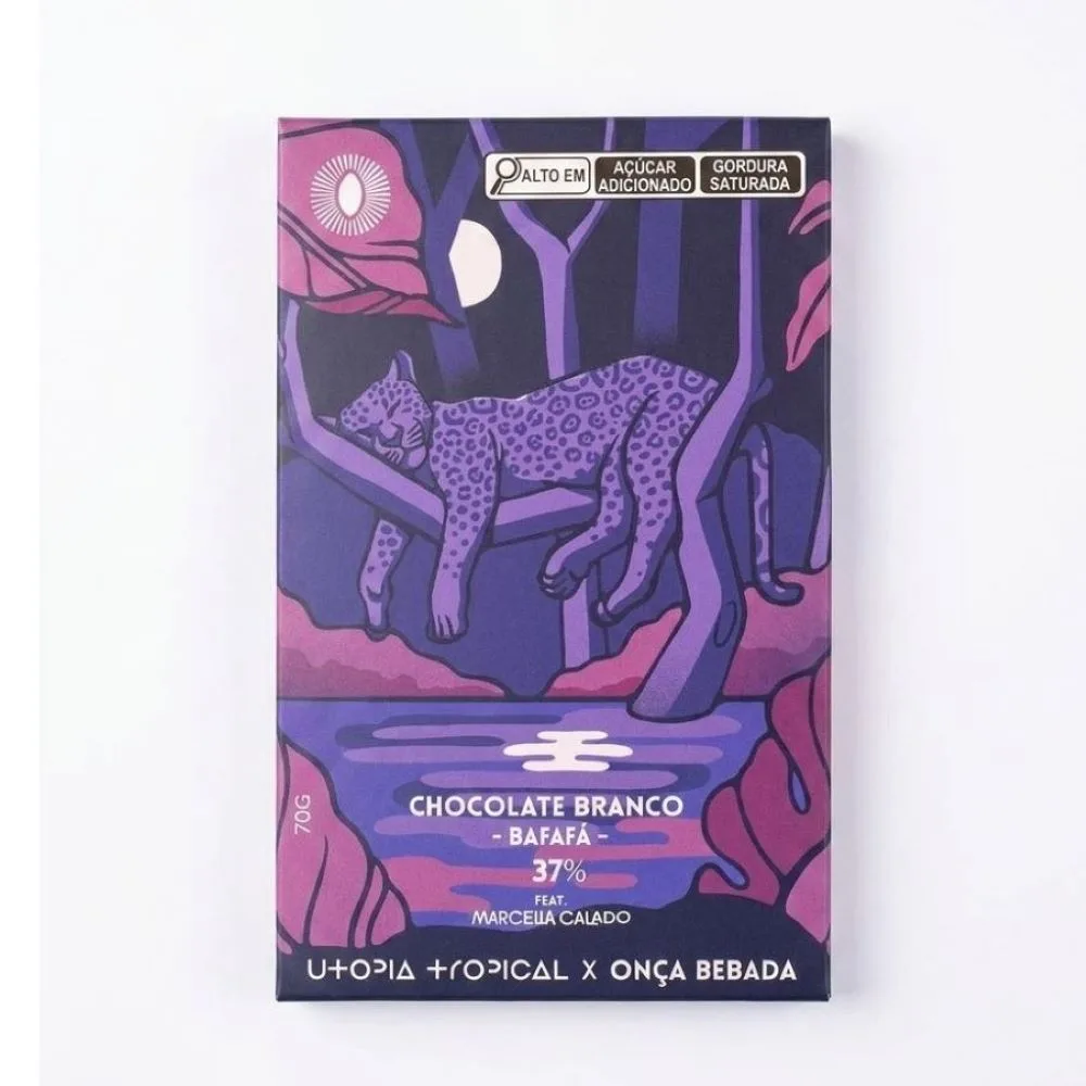 Barra de Chocolate Utopia Tropical Onça Bêbada / Branco 37% Bafafá feat. Marcella Calado 70 g
