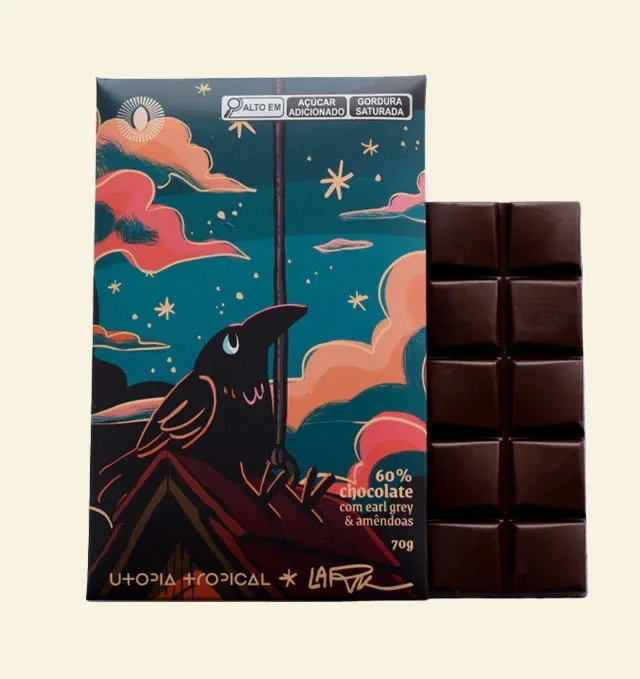 Barra de Chocolate Utopia Tropical Lark / Chá Earl Grey e Amêndoas 60% 70 g