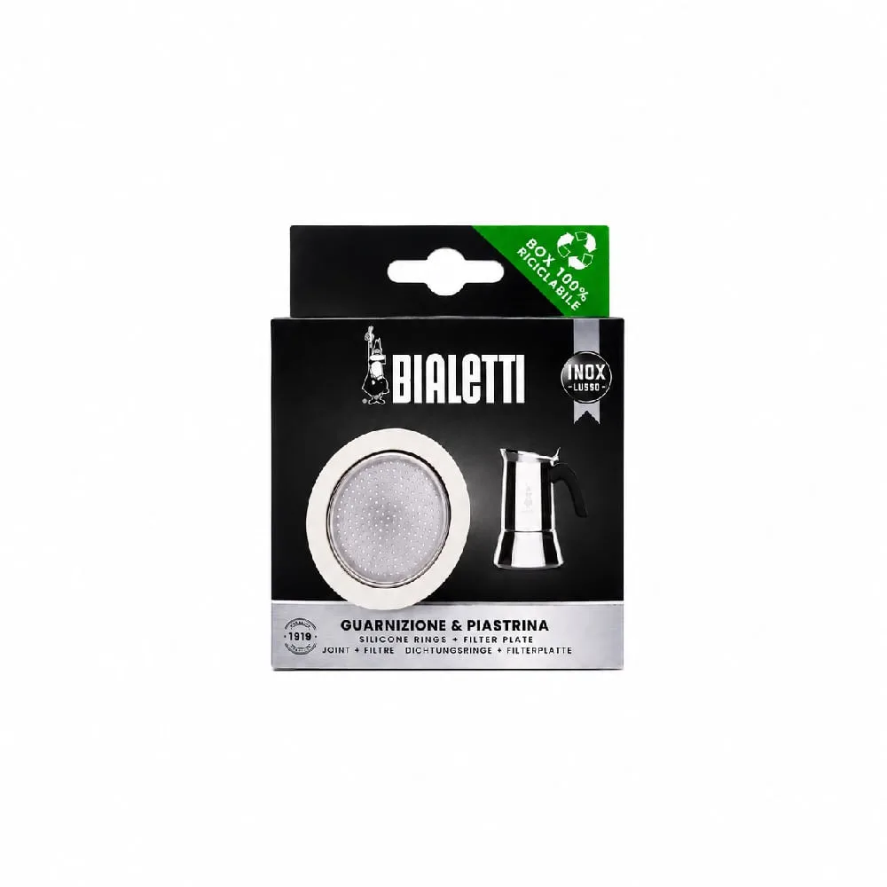 Kit 1 Borracha e Filtro para Cafeteira Inox Vênus 4 Xícaras Bialetti
