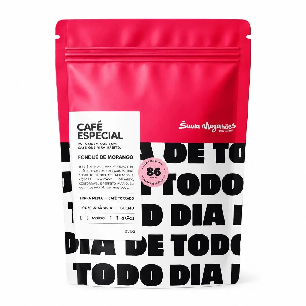 Café Fondue de Morango por Silvia Magalhães em grãos 250 g - Imagem 1