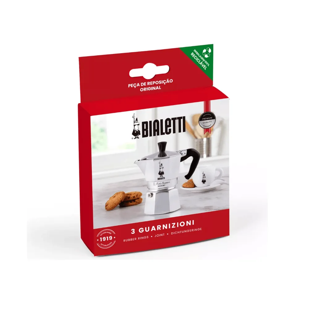 Jogo de Borracha para Cafeteira Italiana Bialetti Nuova Moka 3/4 xíc. - Imagem 1